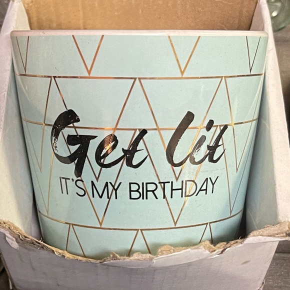 “Get Lit” it’s my birthday! 8oz soy candle in porcelain, tranquility scent - Picture 6 of 6